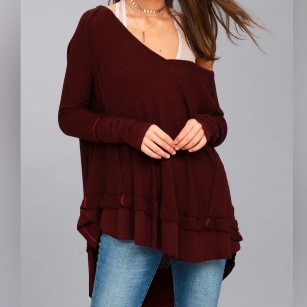 WE THE FREE Free People  Laguna Thermal Longsleeve Shirt Size Medium - Picture 3 of 9